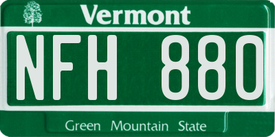 VT license plate NFH880