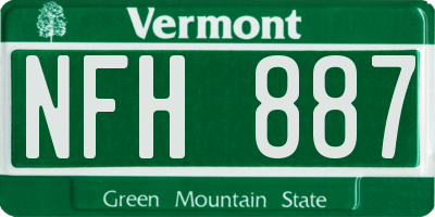 VT license plate NFH887