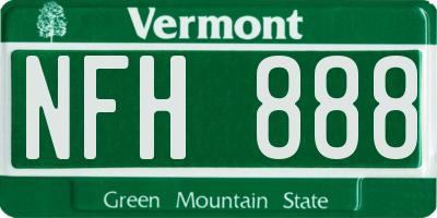 VT license plate NFH888