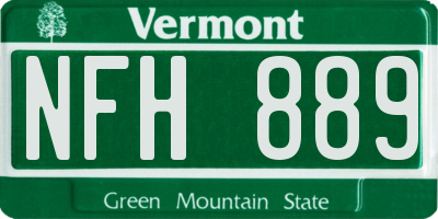VT license plate NFH889