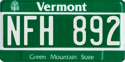 VT license plate NFH892