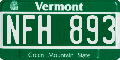 VT license plate NFH893