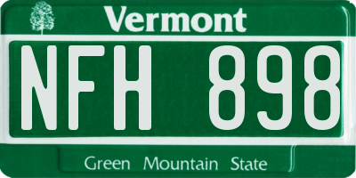 VT license plate NFH898