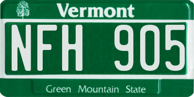 VT license plate NFH905