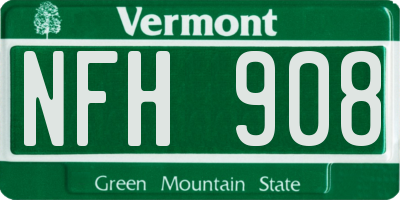 VT license plate NFH908