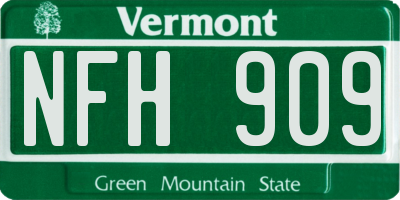 VT license plate NFH909