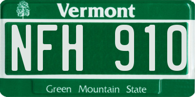 VT license plate NFH910