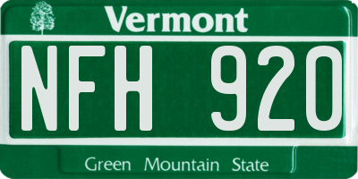 VT license plate NFH920