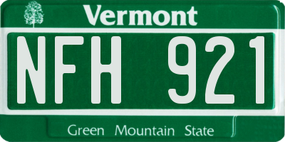 VT license plate NFH921