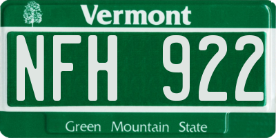VT license plate NFH922
