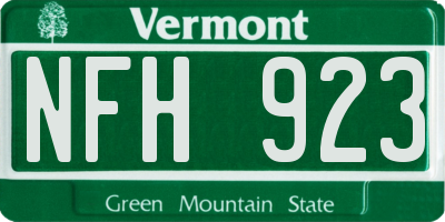 VT license plate NFH923