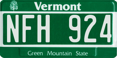 VT license plate NFH924