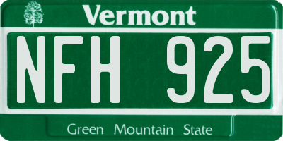 VT license plate NFH925