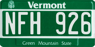 VT license plate NFH926