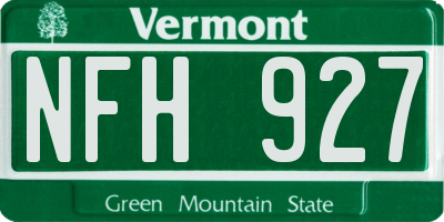 VT license plate NFH927