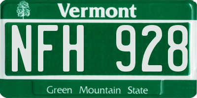 VT license plate NFH928