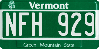 VT license plate NFH929