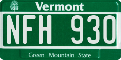 VT license plate NFH930