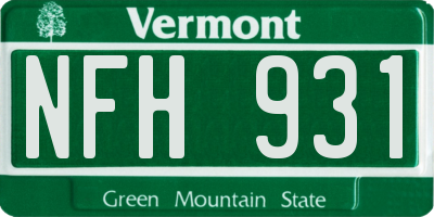 VT license plate NFH931