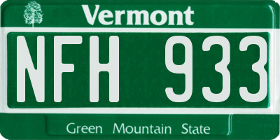 VT license plate NFH933