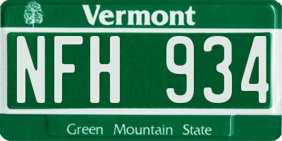 VT license plate NFH934