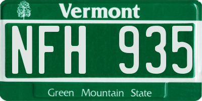 VT license plate NFH935
