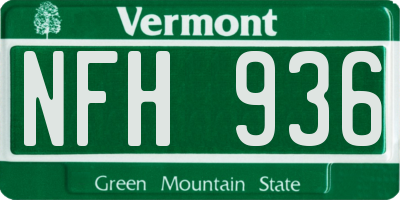 VT license plate NFH936