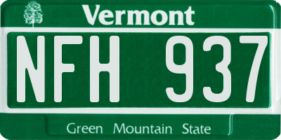 VT license plate NFH937