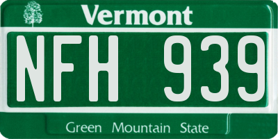 VT license plate NFH939
