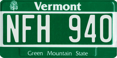 VT license plate NFH940