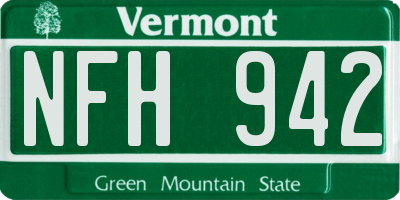 VT license plate NFH942