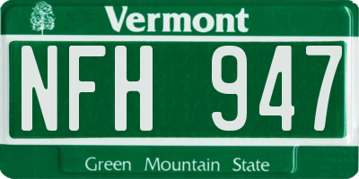 VT license plate NFH947