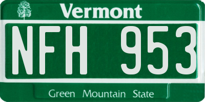 VT license plate NFH953