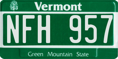 VT license plate NFH957