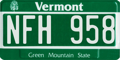 VT license plate NFH958