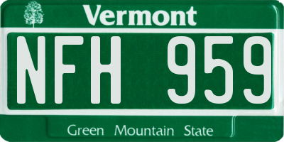 VT license plate NFH959