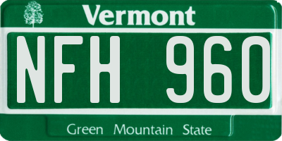 VT license plate NFH960