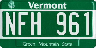 VT license plate NFH961