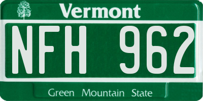 VT license plate NFH962