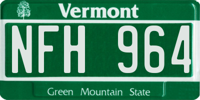 VT license plate NFH964