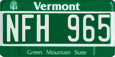 VT license plate NFH965