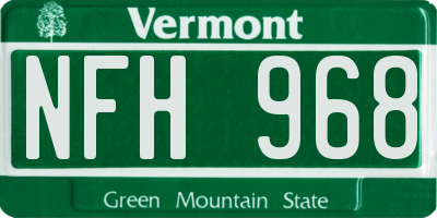 VT license plate NFH968