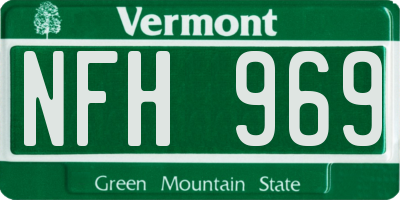 VT license plate NFH969
