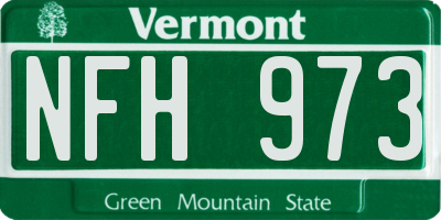 VT license plate NFH973