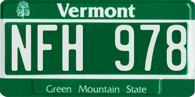 VT license plate NFH978