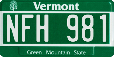 VT license plate NFH981