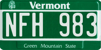 VT license plate NFH983