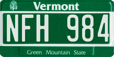 VT license plate NFH984