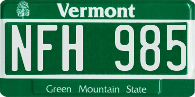 VT license plate NFH985