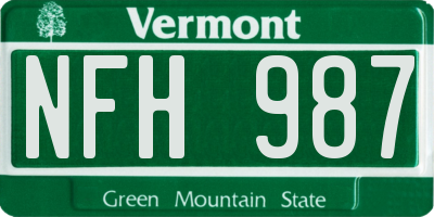 VT license plate NFH987